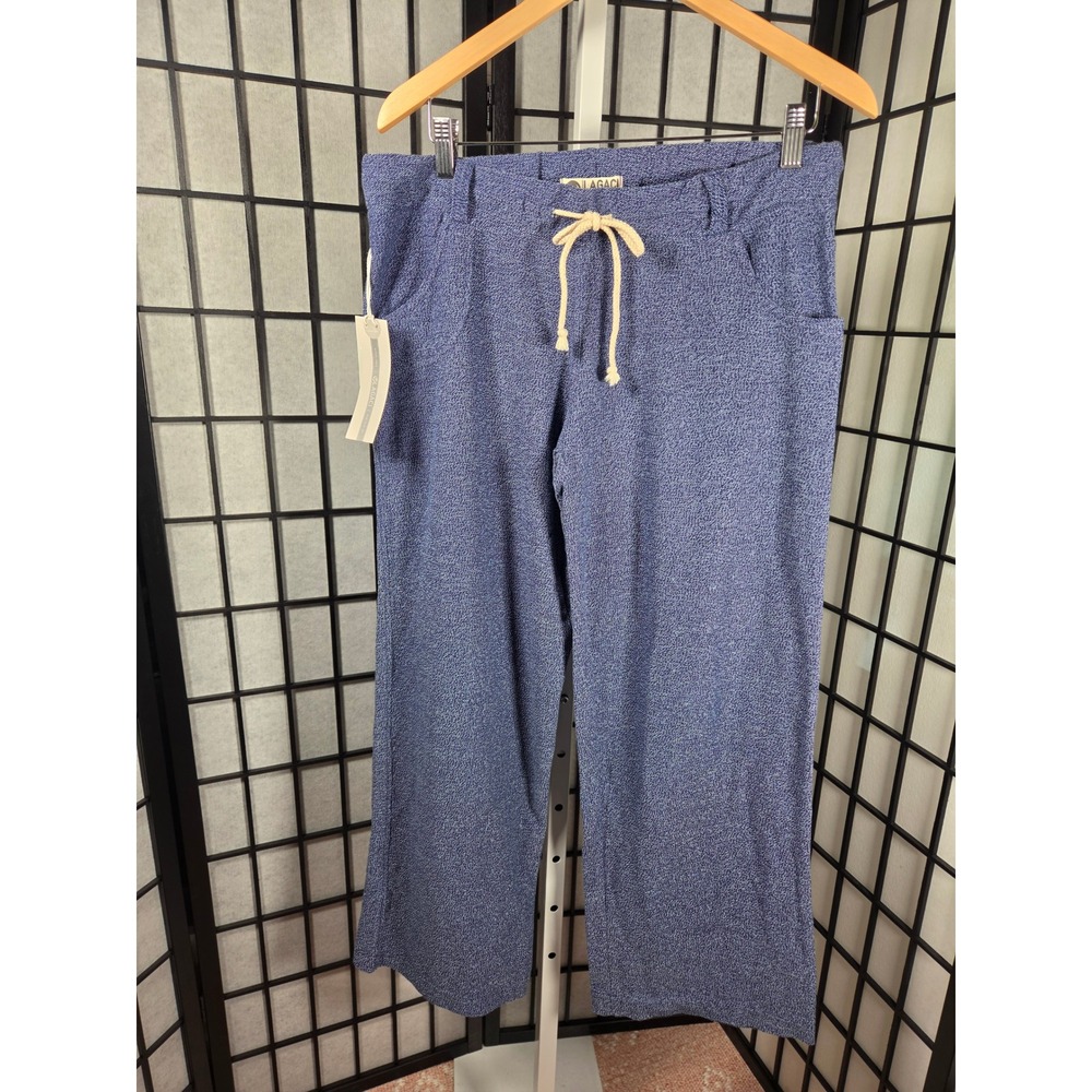 Lagaci Womens Costal Minimalist Textured Wide Leg Drawstring Pants Large NWT